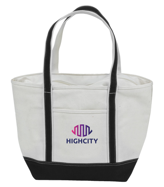 Natural / Black Sailway Zippered Tote Bag