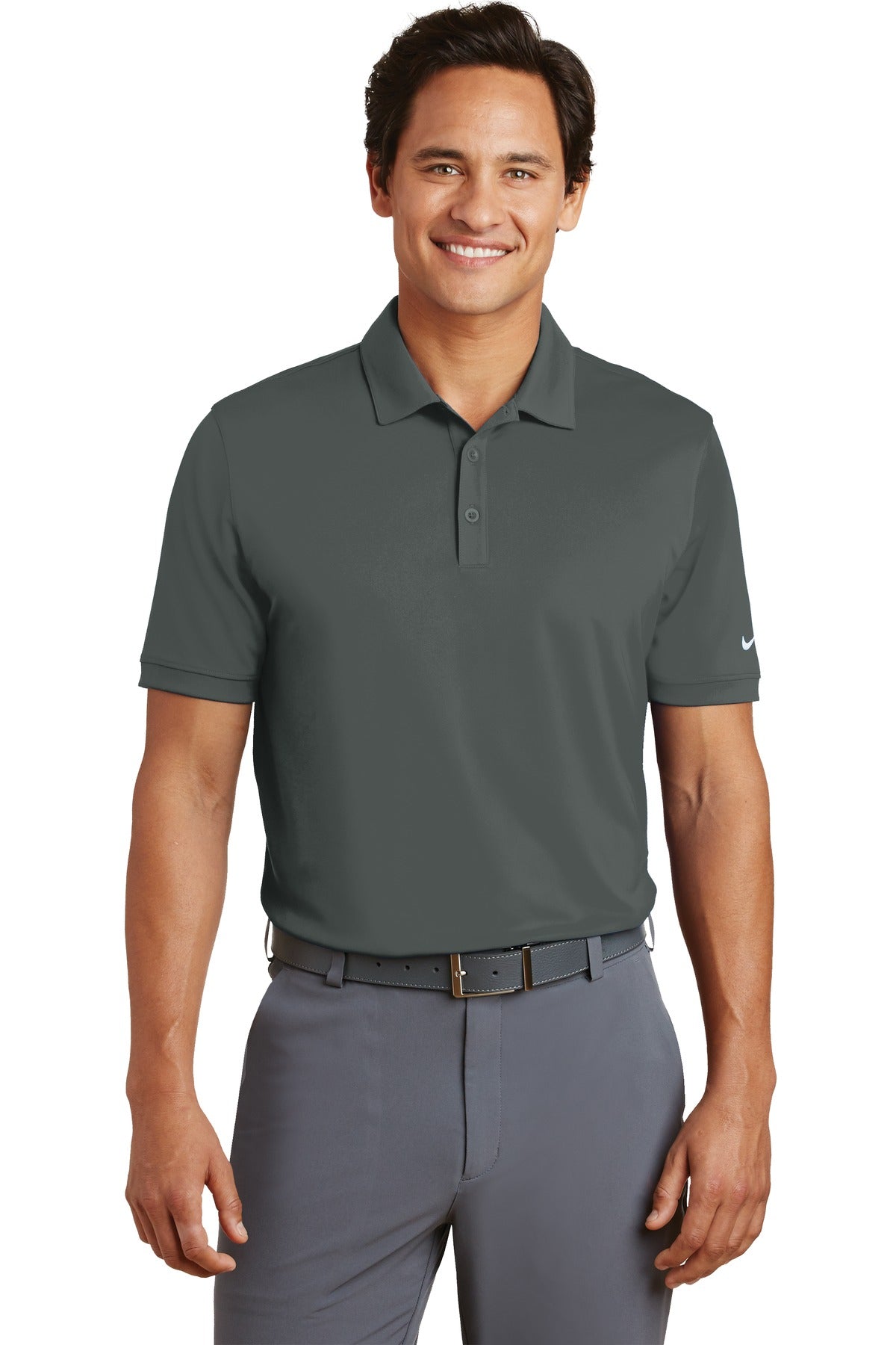 Front View of Anthracite Nike Dri-FIT Players Modern Fit Polo. 799802 - XS