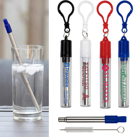 “Eco-Collapsible Straw” 8” Reusable Stainless Steel Straw