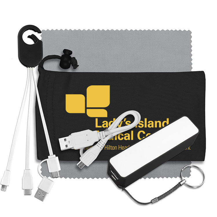 Mobile Tech Power Bank Accessory Kit with Charging Cables and Microfiber Cloth