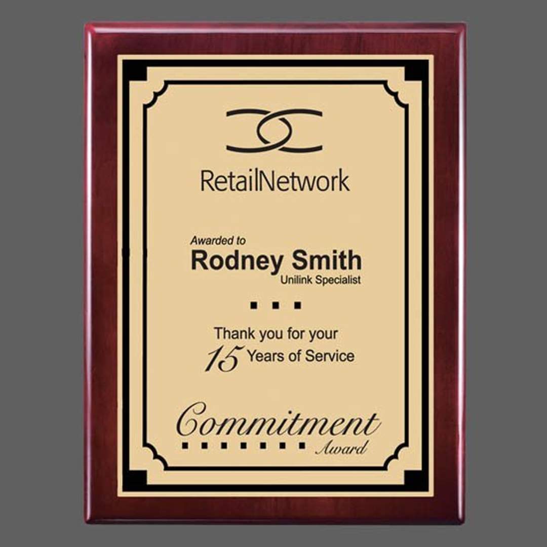 Oakleigh/Everett Plaque - Rosewood/Satin Gold