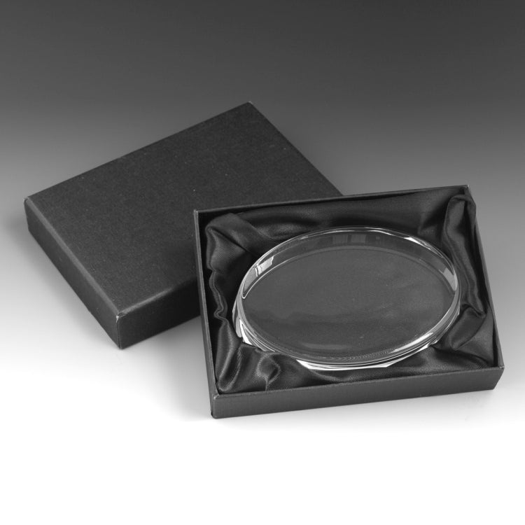 Oval Glass Award Paperweight - 3” L x 5” W x 3/4”H