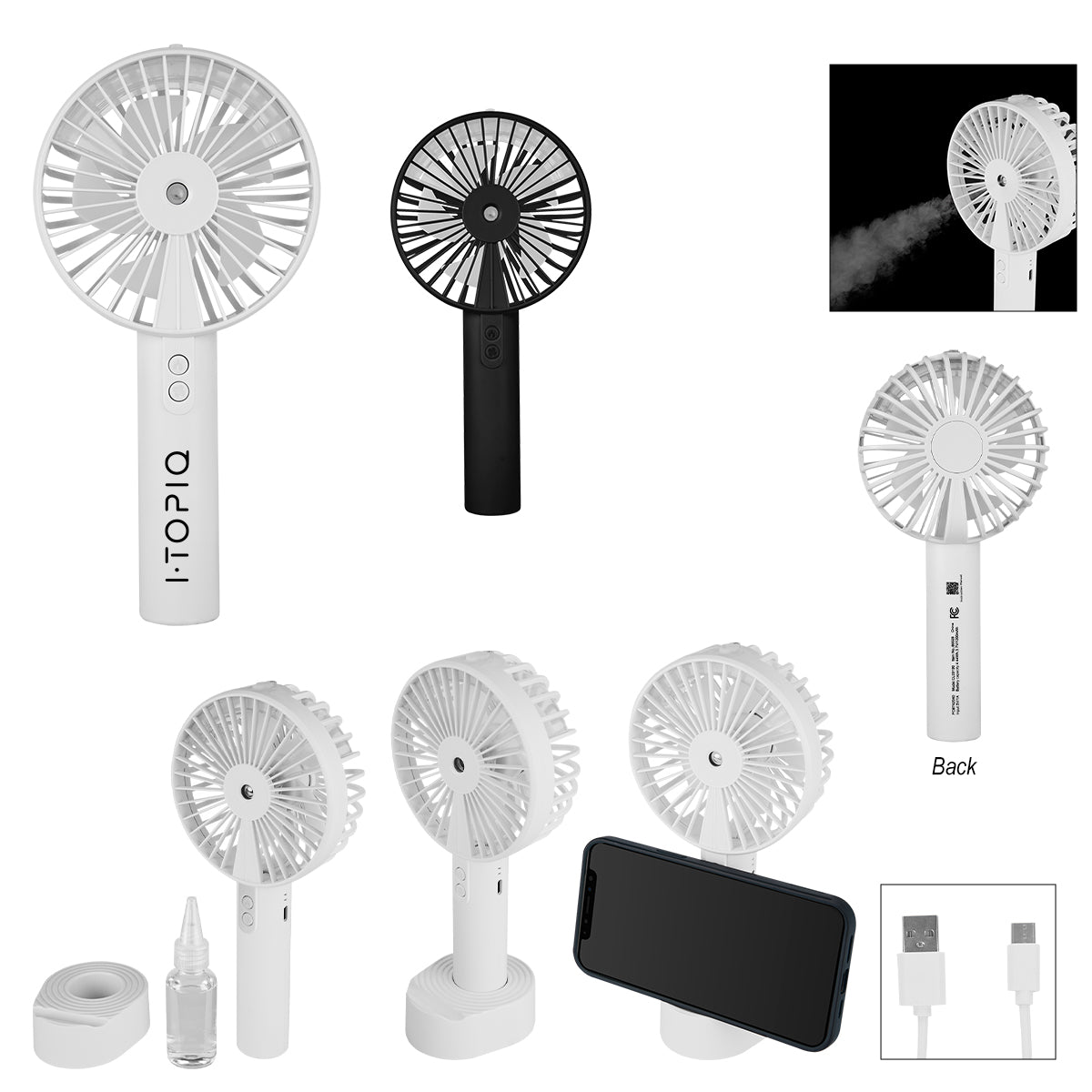 BLACK Mist Fan With Phone Stand