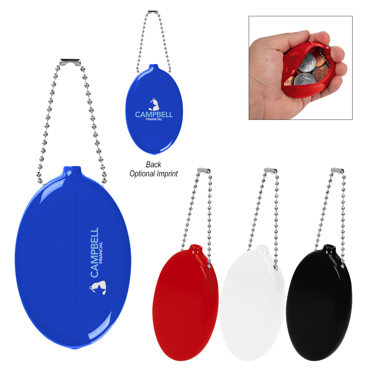 BLACK Old School Squeeze Coin Pouch Keychain