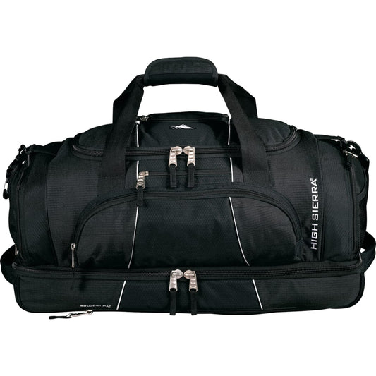 Front View of Black High Sierra® Colossus 26" Drop Bottom Duffel Bag