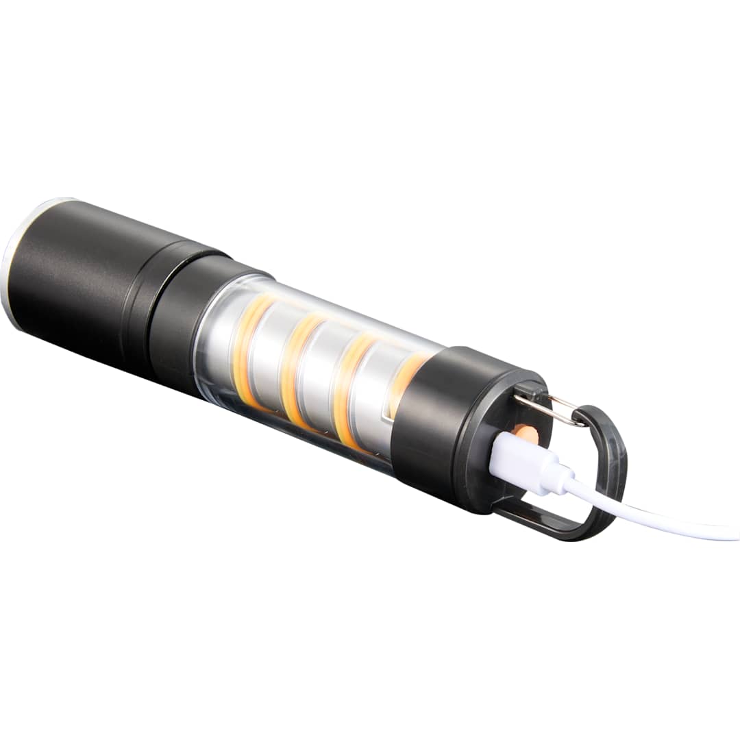 Front View of Black Hanging Spiral Filament Lantern Flashlight