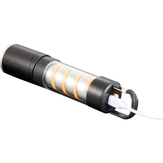 Front View of Black Hanging Spiral Filament Lantern Flashlight
