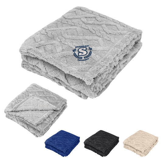 DARK BLUE Alpine rPET Sherpa Blanket