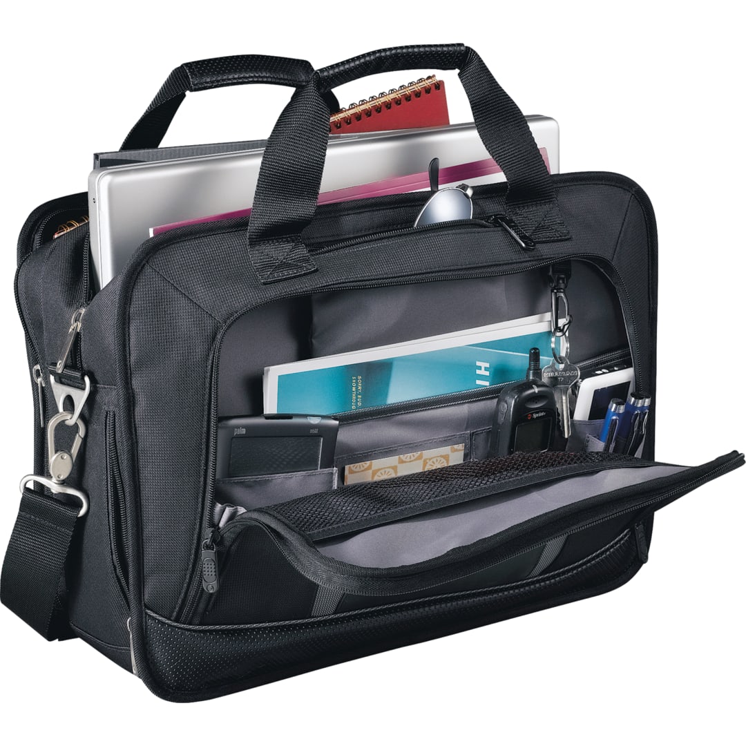 Front View of Black Velocity 17" Computer Briefcase