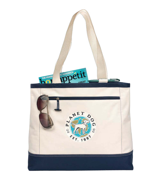 Natural-Navy Utility Tote