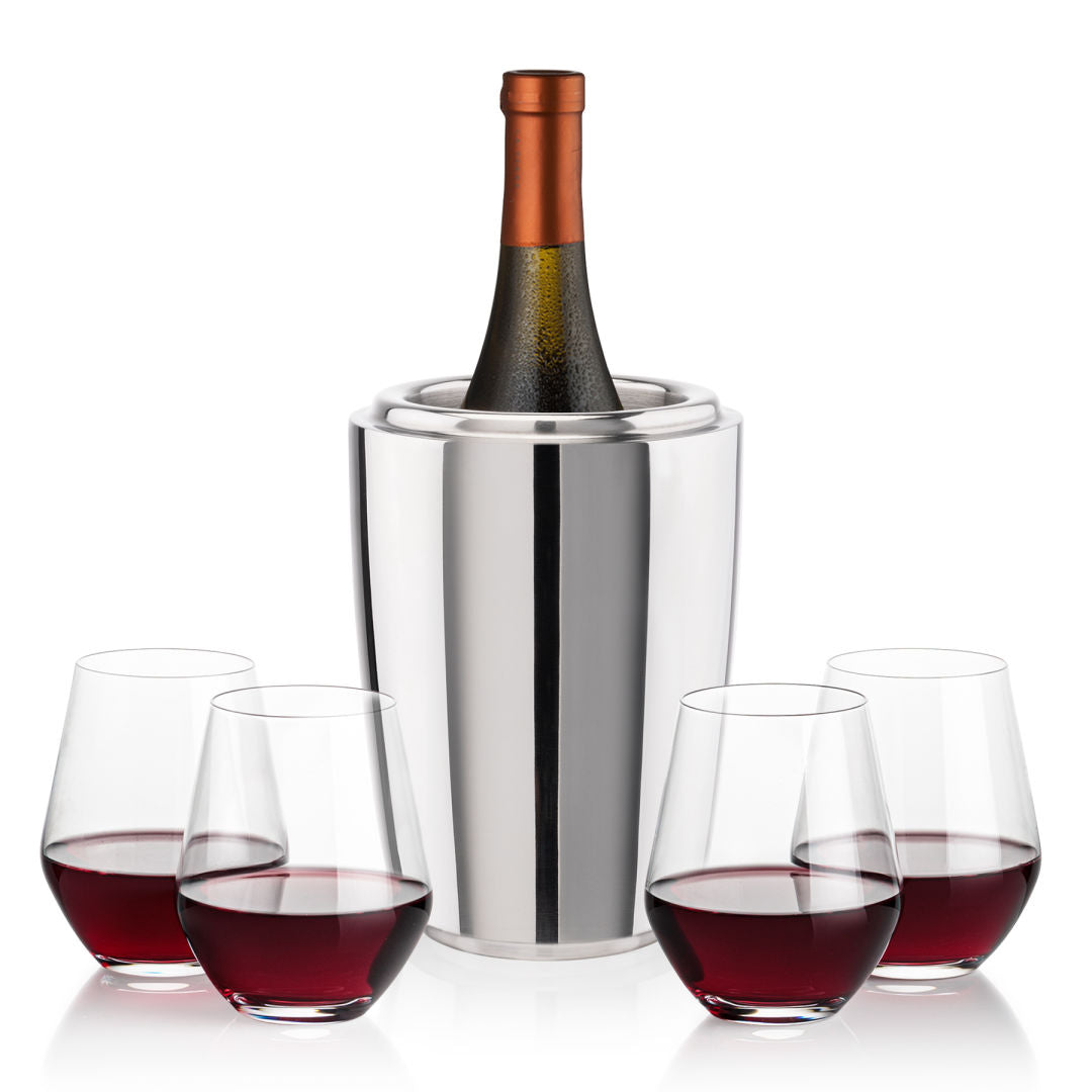 Pescara Wine Cooler & Reina Stemless Wine Set