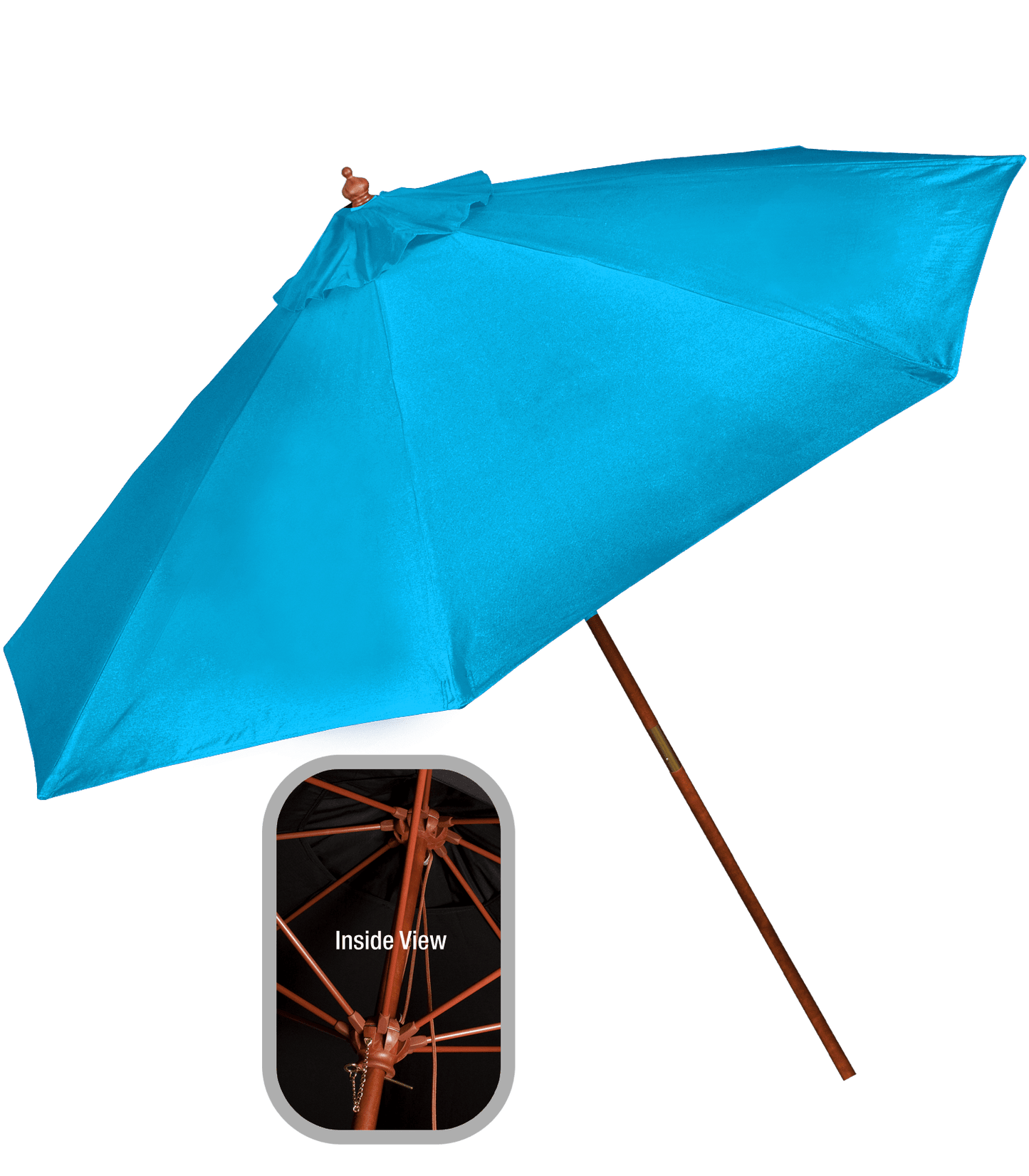 9' Wooden Polyester Market Umbrella