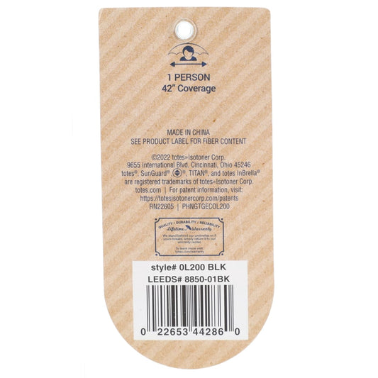 Front View of Black 42" totes® 3 Section Auto Open Umbrella