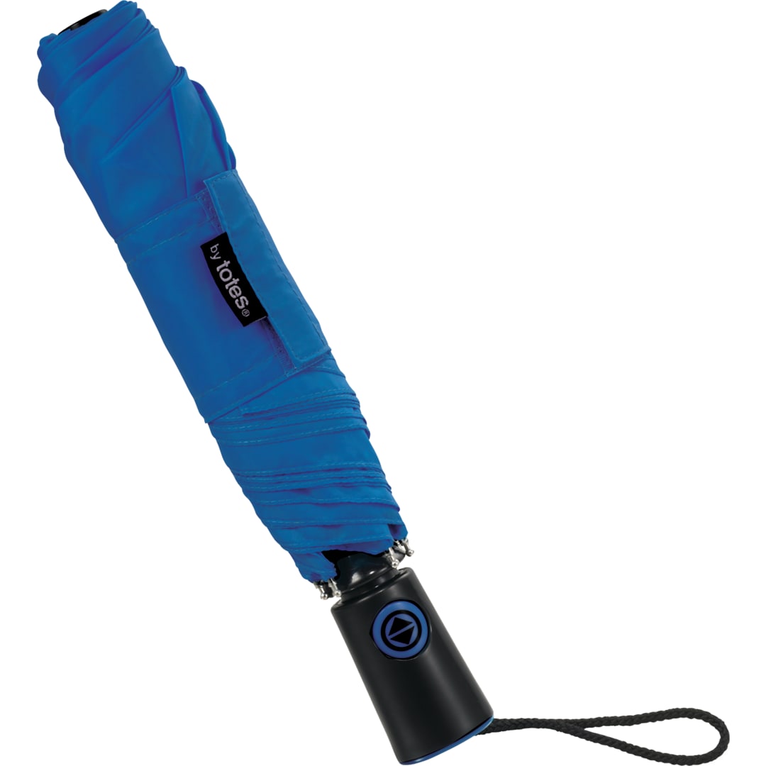 Front View of Black 44" totes® 3 Section Auto Open/Close Umbrella