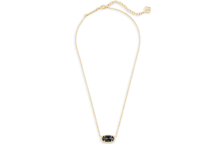 Kendra Scott Elisa Gold Pendant Necklace in Black Opaque Glass