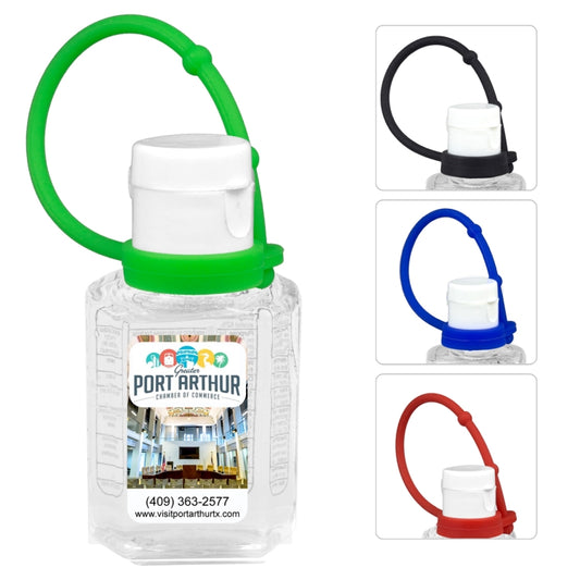 “SanPal Connect” 1.0 oz Compact Hand Sanitizer Antibacterial Gel in Flip-Top Squeeze Bottle with Col