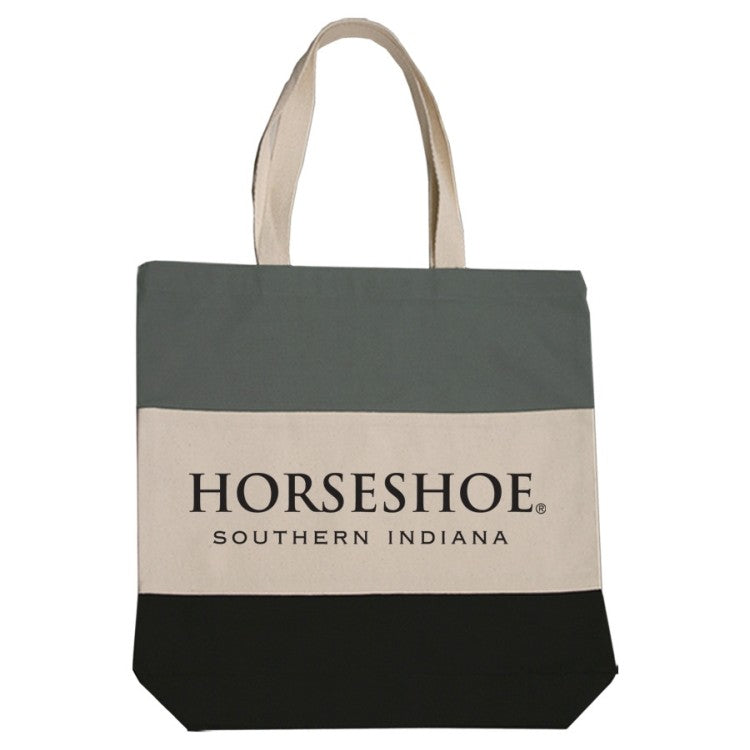 Black/Natural Beige/Light Gray Triple Band Tote Bag