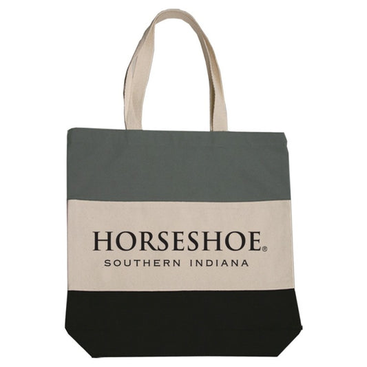Black/Natural Beige/Light Gray Triple Band Tote Bag