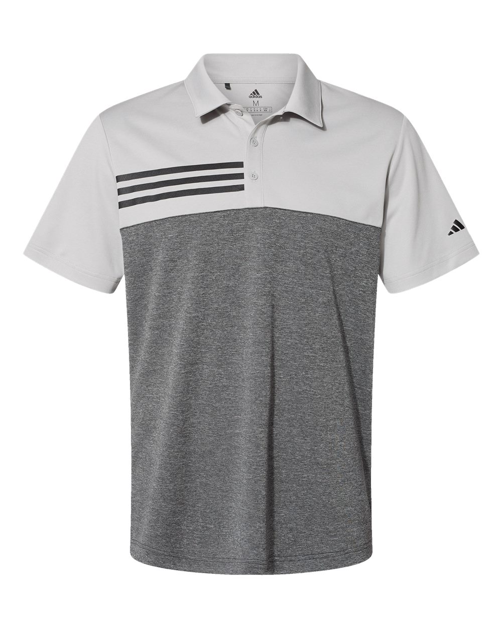 Men's Heathered Colorblocked 3-Stripes Polo - A508