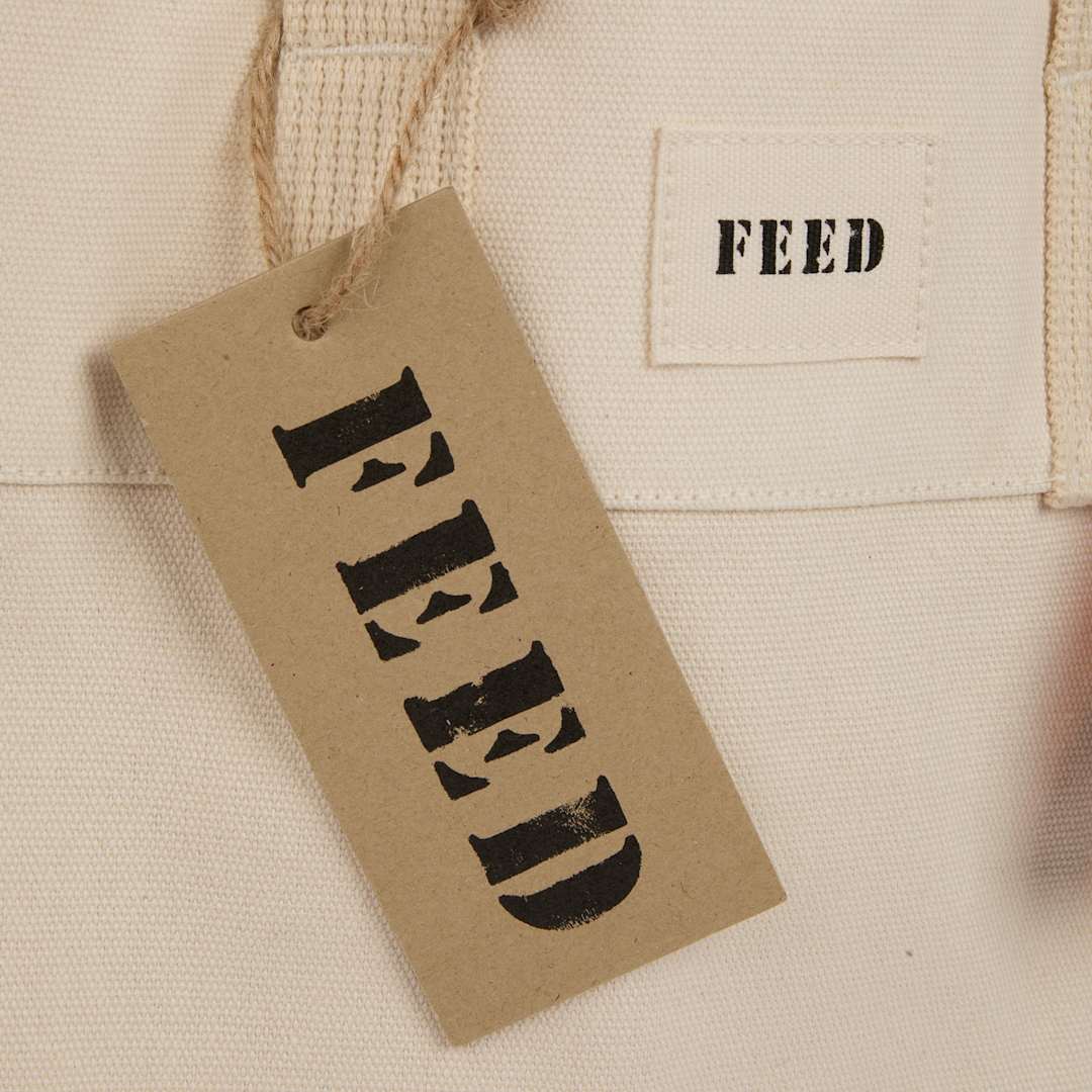 Front View of Black FEED Organic Cotton Market Tote