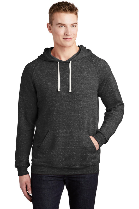 Front View of Black Ink Jerzees Snow Heather French Terry Raglan Hoodie 90M - S