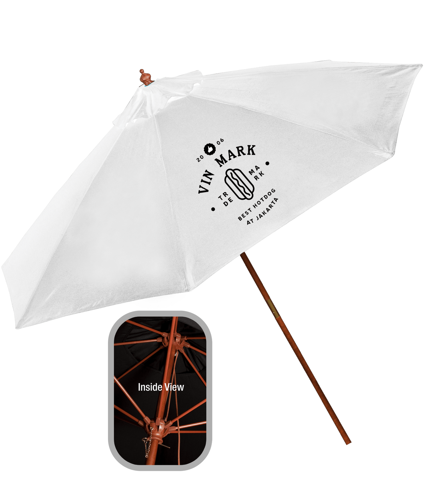9' Wooden Polyester Market Umbrella