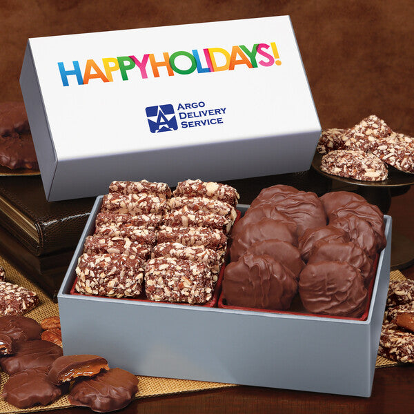 Toffee & Pecan Clusters in Gift Box with Happy Holidays Sleeve