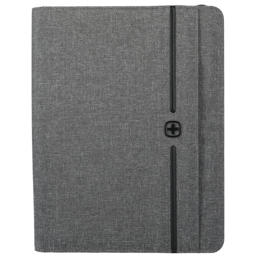 Front View of Gray Wenger RPET Zippered Padfolio