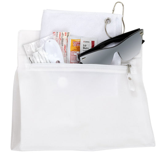 "LAYOVER" 16 Piece Golf Kit in Travel Pack with Components inserted into Zipper Kit