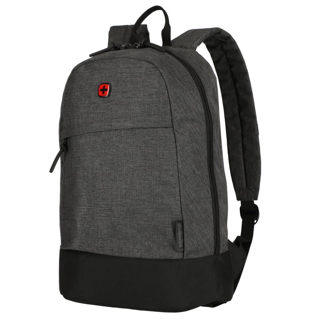 Front View of Black Wenger Recycled Rush 15" Laptop Backpack