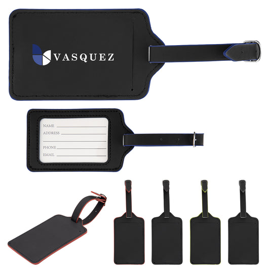 BLACK WITH BLACK Recycled Leatherette Luggage Tag