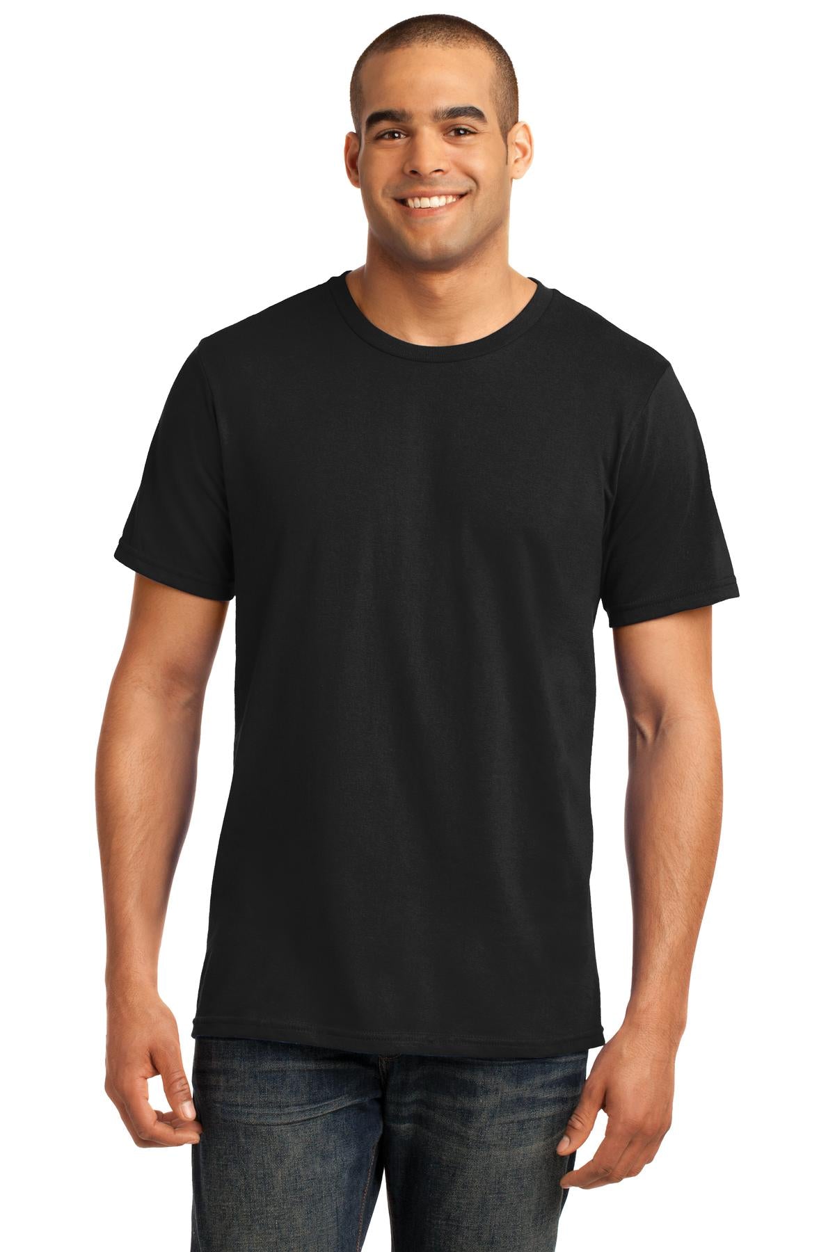 Front View of Black Gildan 100% Ring Spun Cotton T-Shirt. 980 - XS