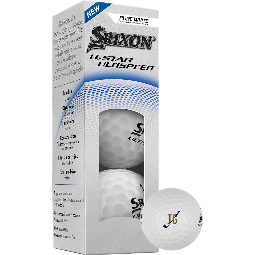 Front View of White Srixon Q-STAR ULTISPEED Golf Balls - 3 Pack