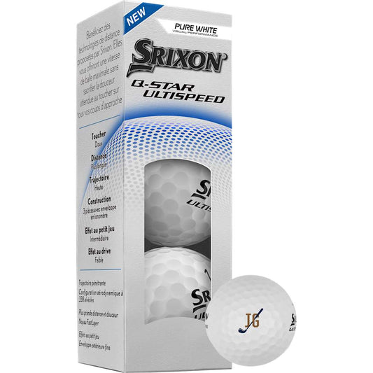 Front View of White Srixon Q-STAR ULTISPEED Golf Balls - 3 Pack