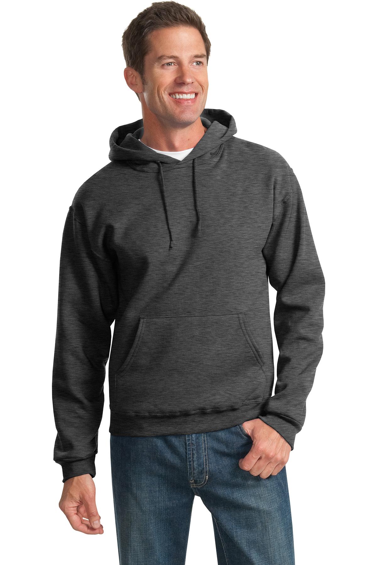 Front View of BLACK HEATHER Jerzees NuBlend Pullover Hooded Sweatshirt. 996M - S