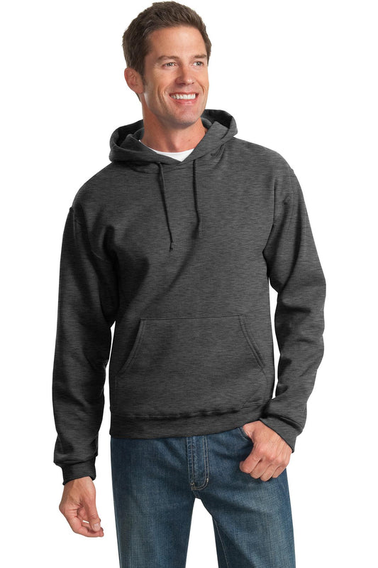 Front View of BLACK HEATHER Jerzees NuBlend Pullover Hooded Sweatshirt. 996M - S