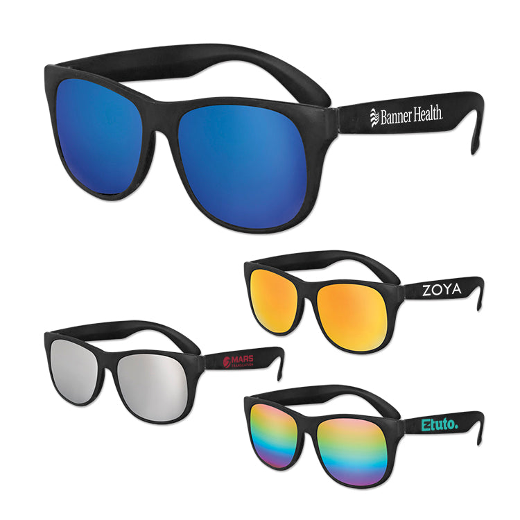 Orange/Black Classic Black Frame Mirror Lens Sunglasses