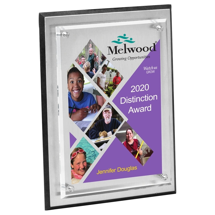 Tall Brushed Aluminum Plaque - Laser Engraved