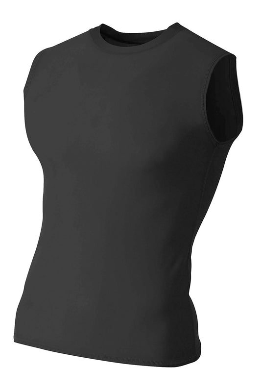 Front View of Black A4 Compression Muscle Tee A4N2306 - S