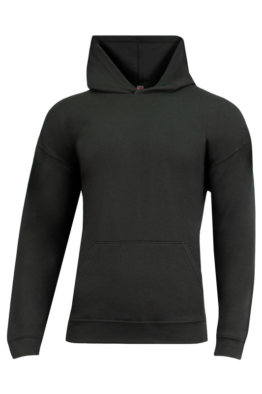 Front View of Black A4 Softek Long Sleeve Hooded Tee A4N3528 - XS
