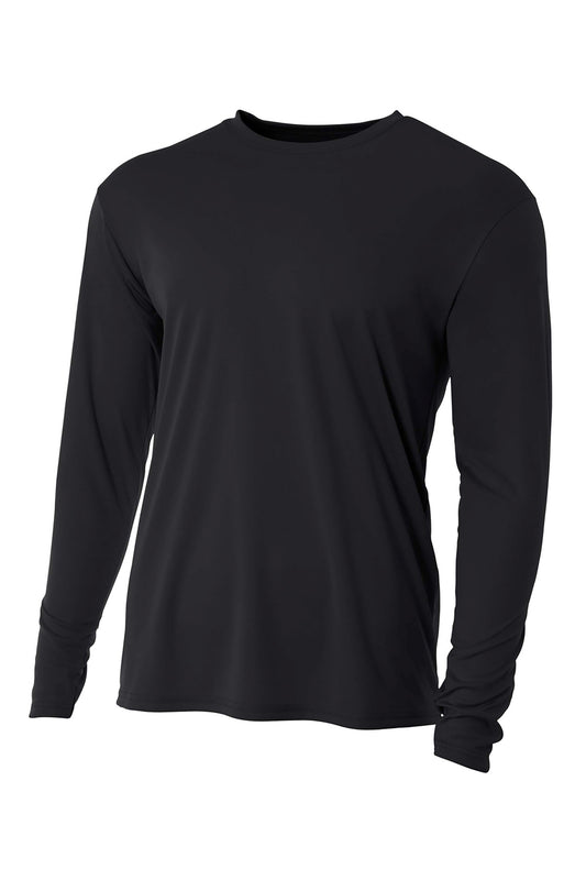 Front View of Black A4 Youth Cooling Performance Long Sleeve Tee A4NB3165 - S