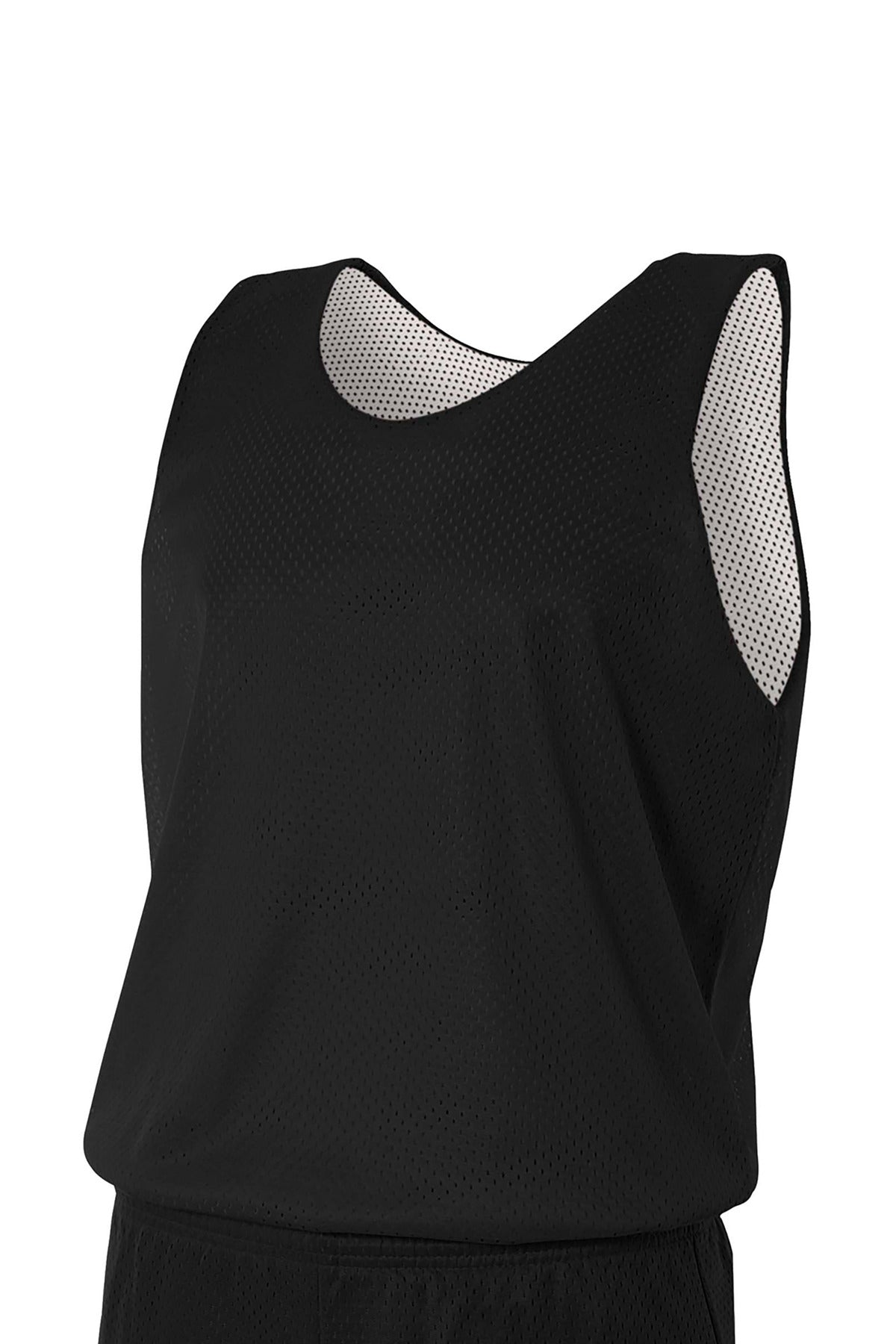 Front View of Blk/White A4 Sprint Reversible Mesh Tank A4NF1270 - S