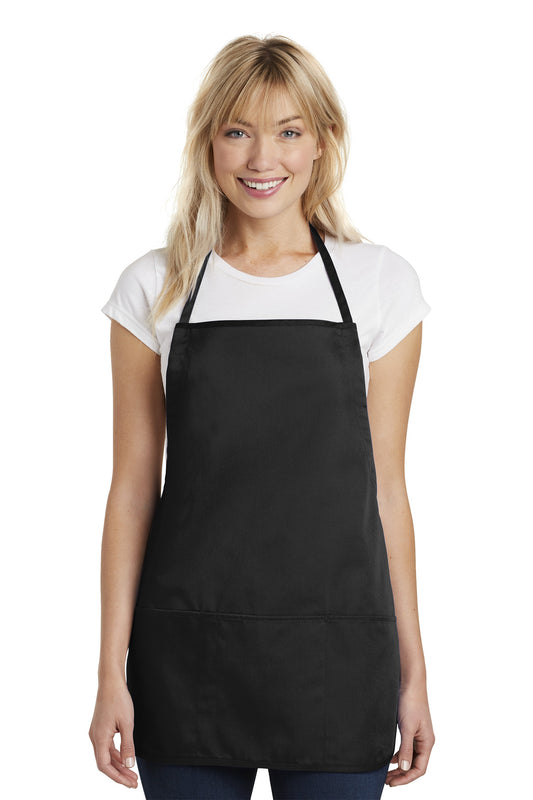Front View of Black Port Authority Medium-Length Apron. A525