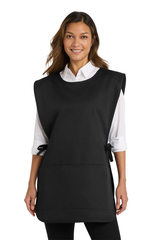 Front View of Black Port Authority Easy Care Cobbler Apron with Stain Release. A705 - L/XL