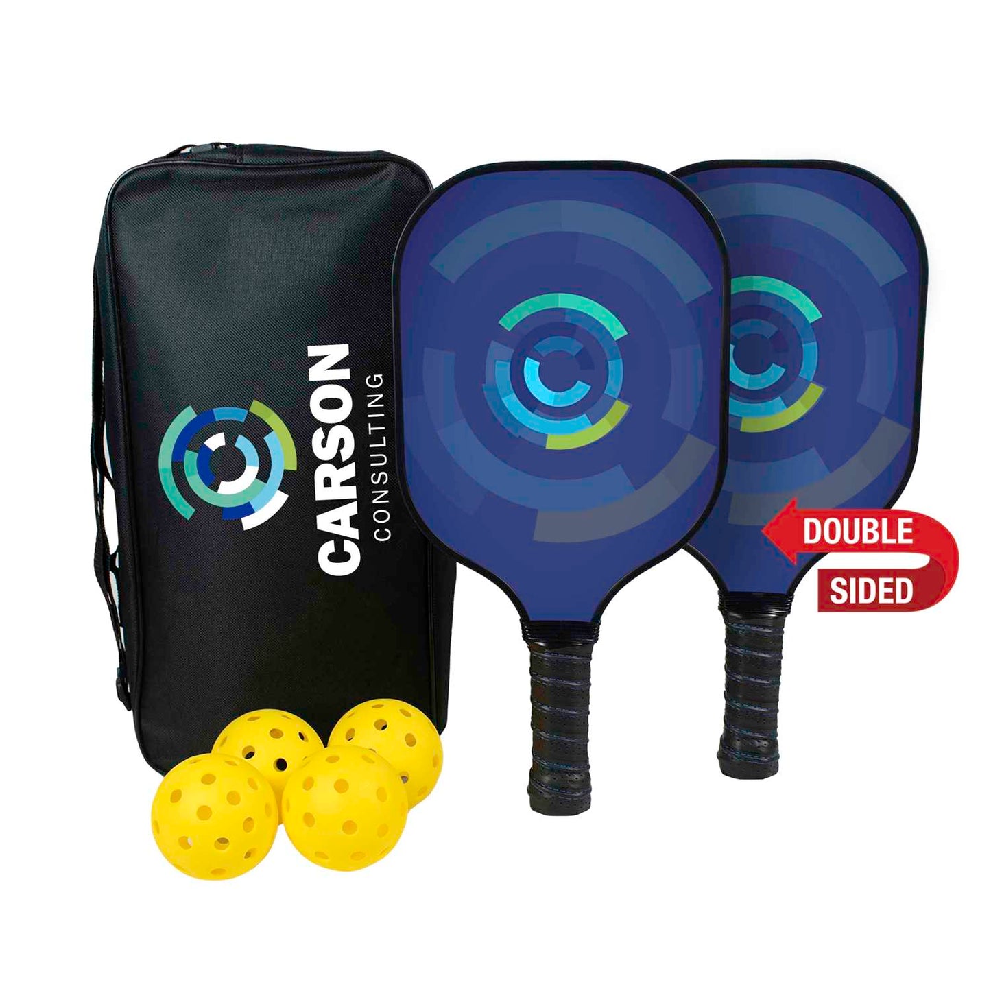 Deluxe Pickleball Plus Set Double-Sided Paddles