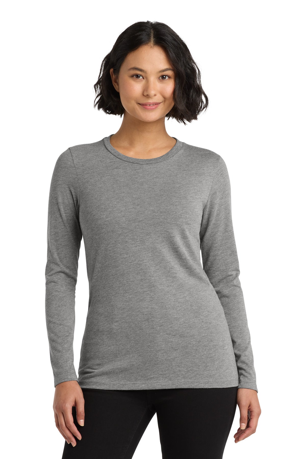 Front View of Aluminum Grey Allmade Women's Tri-Blend Long Sleeve Tee AL6008 - XS