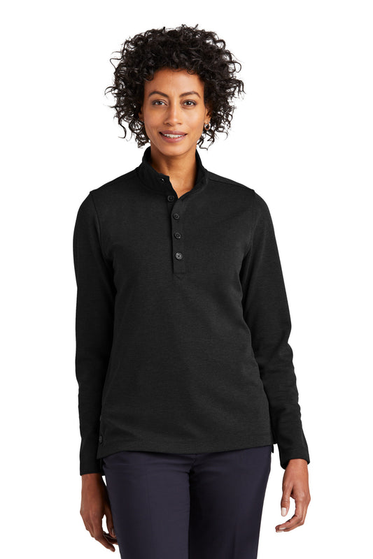 Front View of BlkHthr Brooks Brothers Women's Mid-Layer Stretch 1/2-Button BB18203 - XS