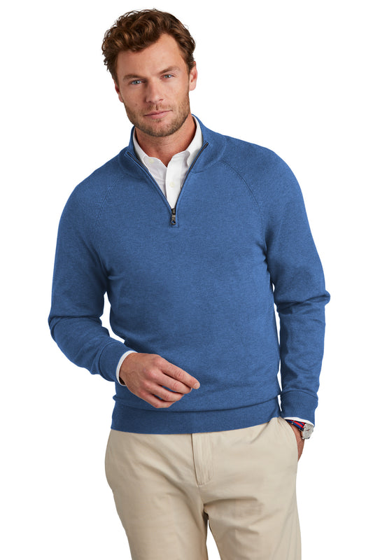 Front View of CharterBHt Brooks Brothers Cotton Stretch 1/4-Zip Sweater BB18402 - XS