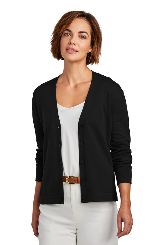 Front View of DeepBlack Brooks Brothers Women's Cotton Stretch Cardigan Sweater BB18405 - XS