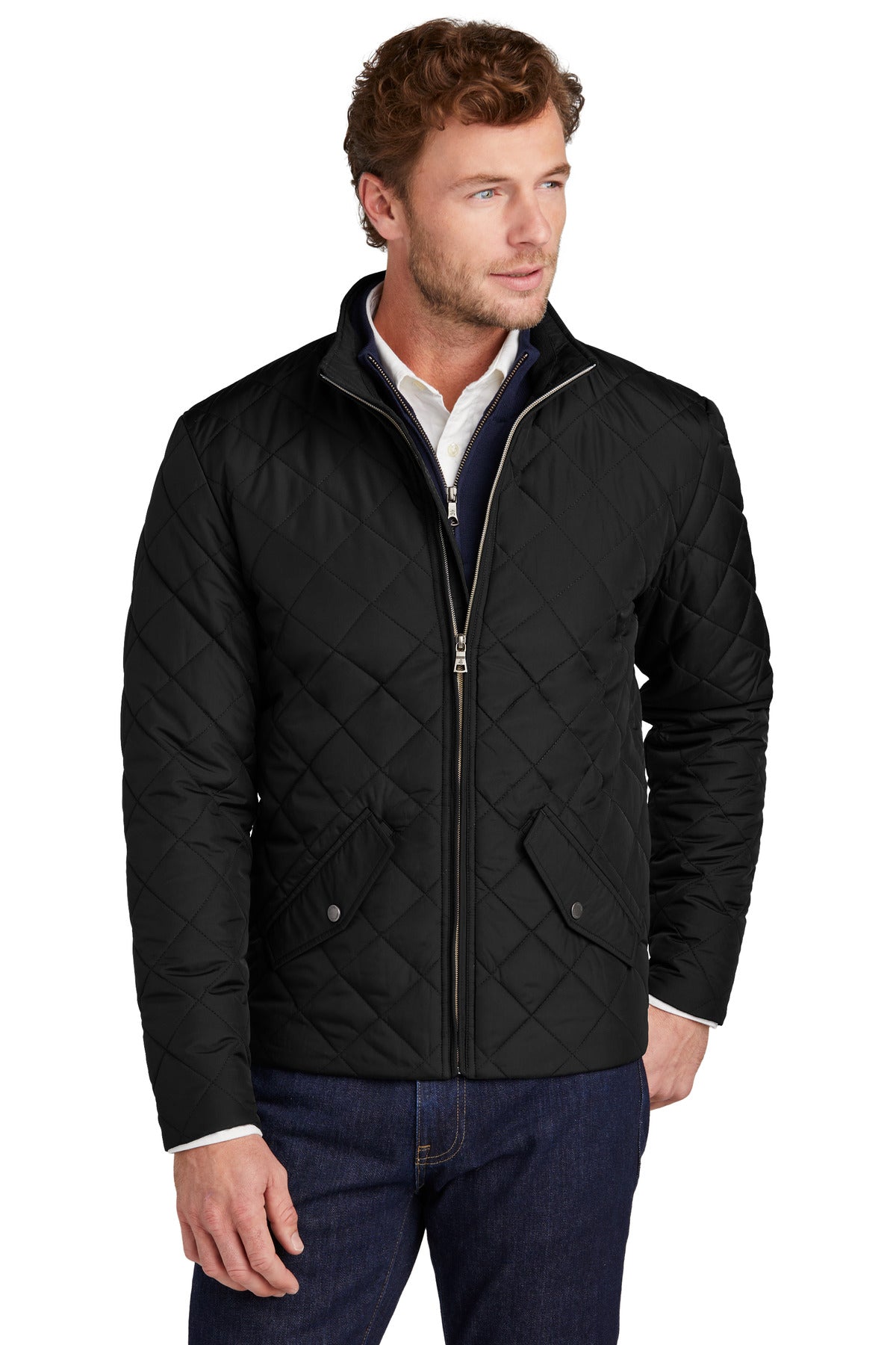 Front View of DeepBlack Brooks Brothers Quilted Jacket BB18600 - XS